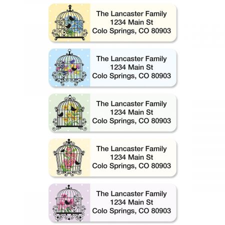 Bird Cages Rolled Return Address Labels (5 designs)