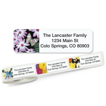 Flower Collage Rolled Return Address Labels (5 Designs)