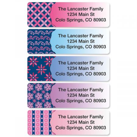 Navy Pop Rolled Return Address Labels (5 Designs)