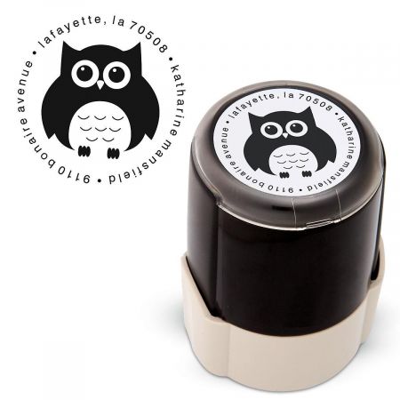 Owl Round Address Stamp