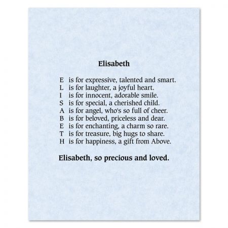 Parchment Blue Name Poem Print