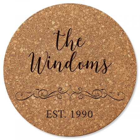 Vine Design Custom Round Cork Trivet