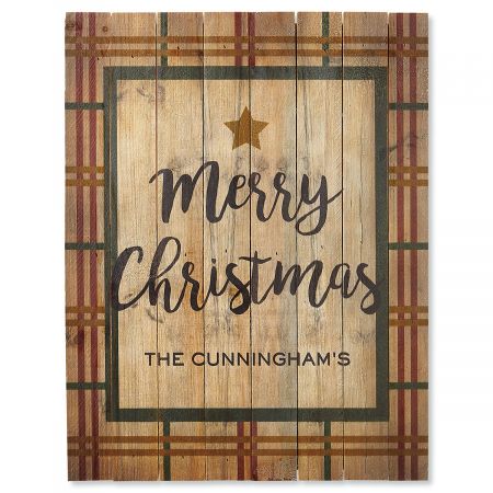 Merry Christmas Plaid Personalized Plaque