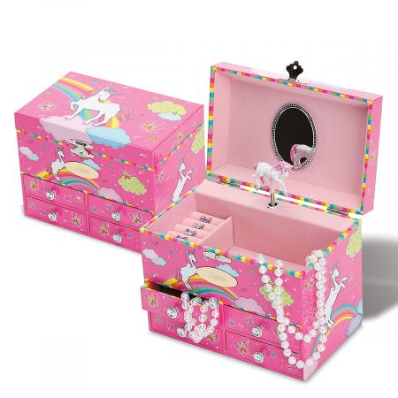 Musical Unicorn Jewelry Box for Girls - Glow in the Dark Kids Jewelry Box  Organi