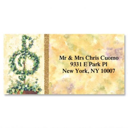 Treble Clef Topiary Border Return Address Labels