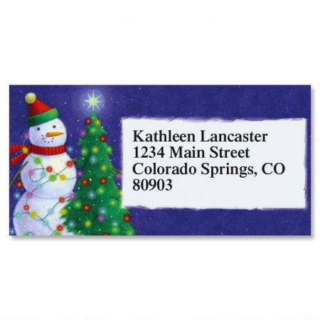 Holiday Lights Border Return Address Labels
