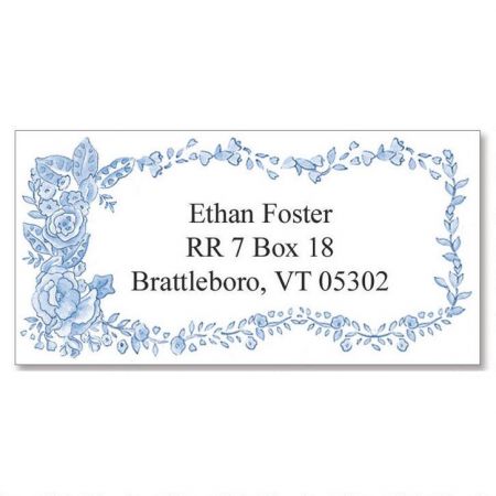 blue bouquet border return address labels colorful images