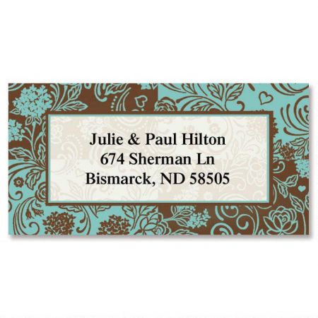 Aqua & Chocolate Border Return Address Labels
