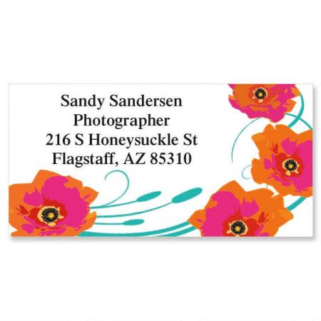 Orange Poppy Border Return Address Labels