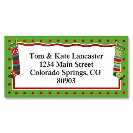 Whimsical Stockings Border Return Address Labels