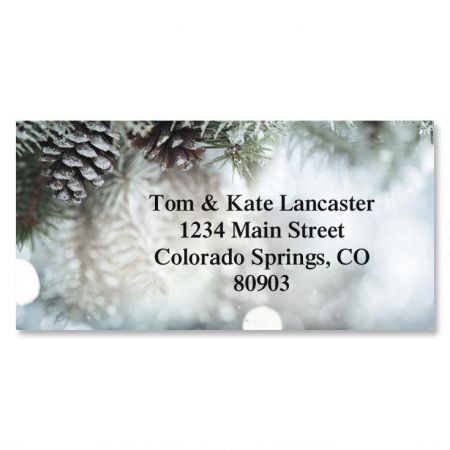 Snowy Pine Border Return Address Labels