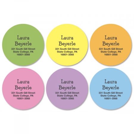 Fun Round Return Address Labels (6 Colors)