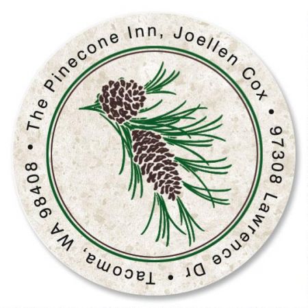 Pinecone Round Return Address Labels