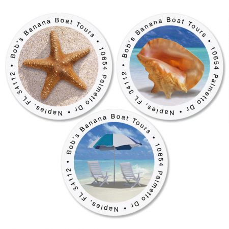 Calm Seas Round Return Address Label (3 Designs)