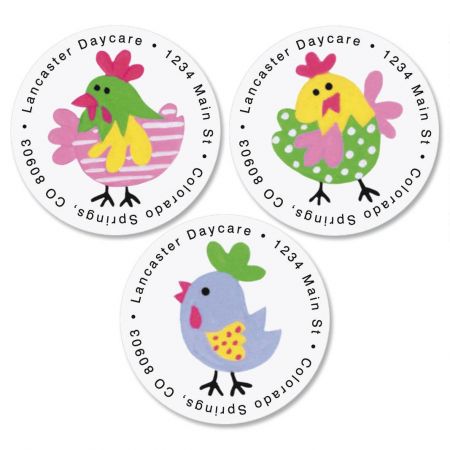 Little Chickee Round Return Address Labels (3 Designs)