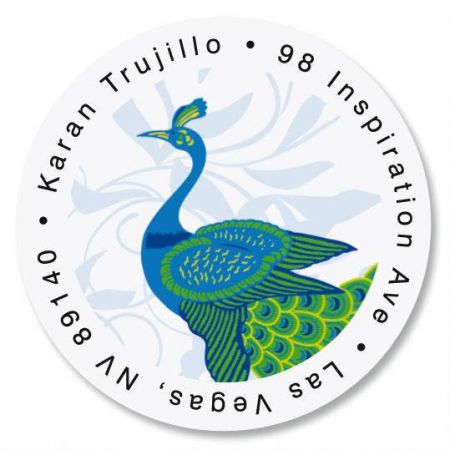 Peacock Luxe Round Return Address Labels
