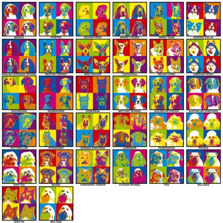Pop Art Puppies Round Return Address Labels