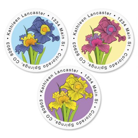 Iris Round Return Address Labels (3 colors)