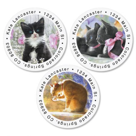 Purrfectly Feline Round Return Address Labels