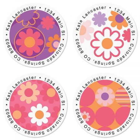 Daisy Delight Round Return Address Labels (4 Designs)