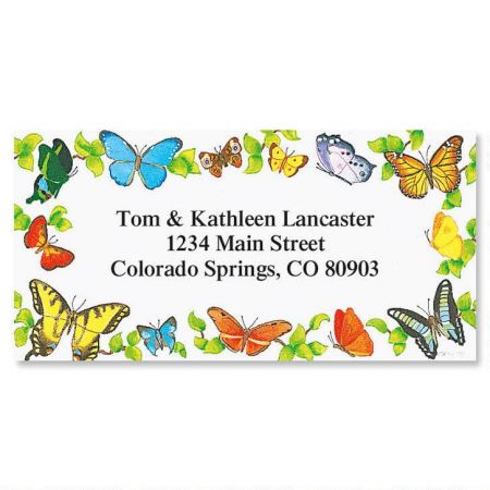 Fluttering Beauties Border Return Address Labels