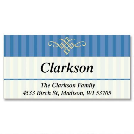 Navy Pinstripe Frame Border Return Address Labels