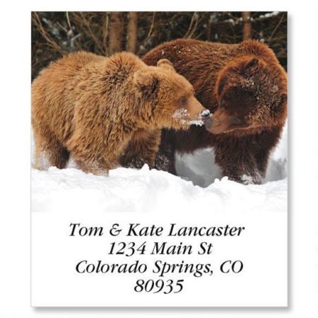 two bears select return address labels colorful images