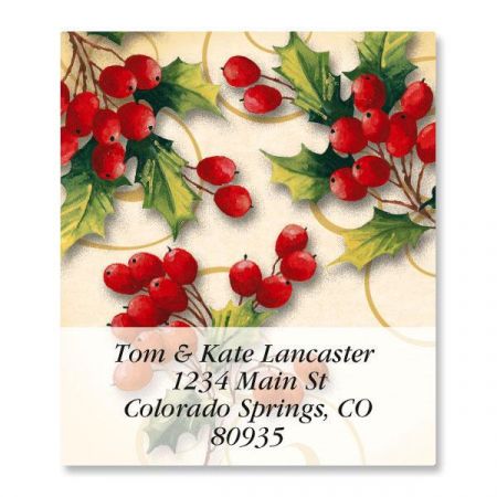 Holly Berry Swirls Select Return Address Labels