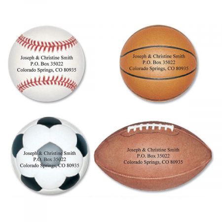 Sports Fan Diecut Return Address Labels (4 Designs)