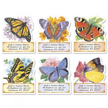 Brilliant Butterflies Diecut Return Address Labels (6 Designs)