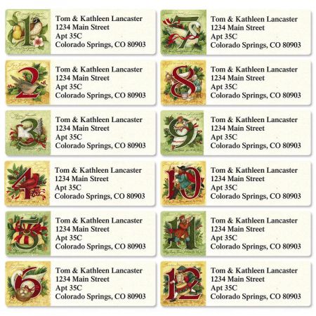 12 Days Classic Return Address Labels (12 Designs)
