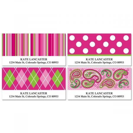 Pink Patterns Deluxe Return Address Labels 