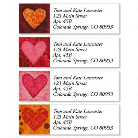 30 Custom Red Heart Sun Personalized Address Labels
