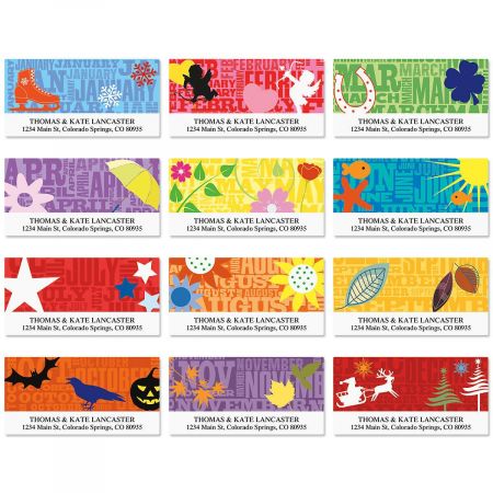 Graphic Style Deluxe Return Address Labels (12 Monthly Designs)