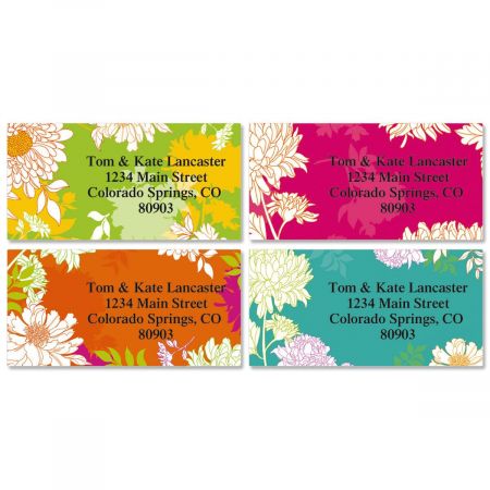 Peonies in Color Border Return Address Labels (4 Designs)