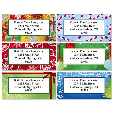 Holiday Bright Border Return Address Labels (6 Designs)