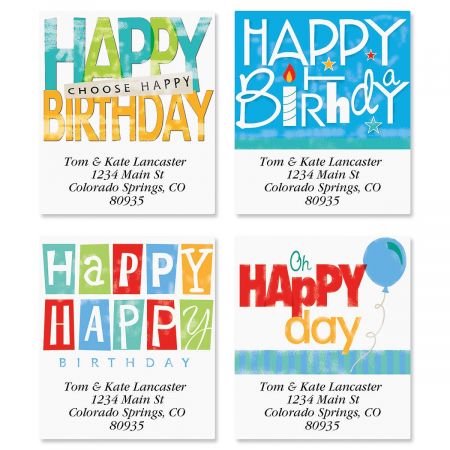 Happy Birthday Select Return Address Labels (4 Designs)