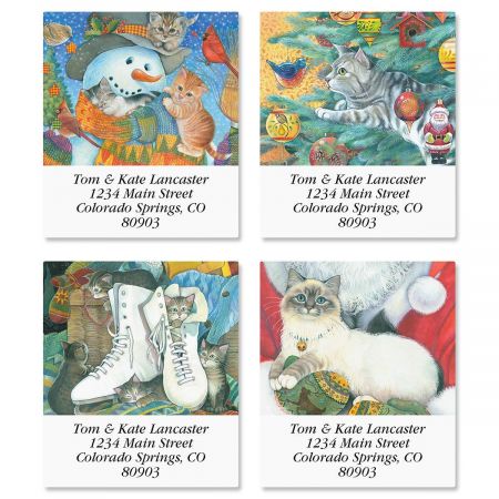 Christmas Cats Select Return Address Labels (4 Designs)