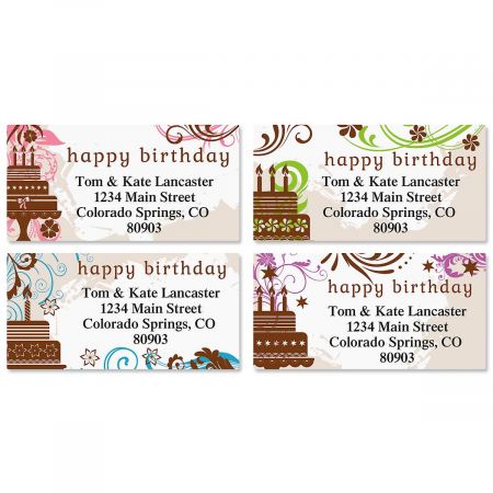 Cake Silhouette Border Return Address Labels (4 Designs)