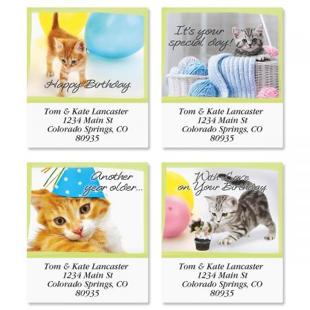 Birthday Cats Select Return Address Labels (4 Designs)