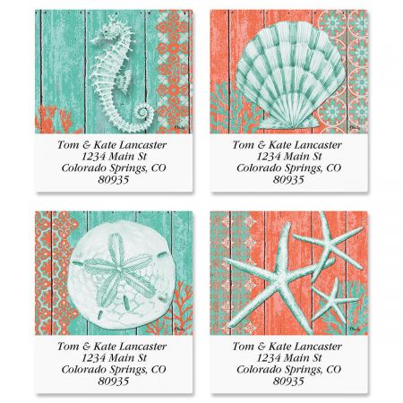 Coral Select Return Address Labels (4 Designs)