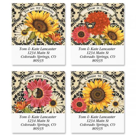 Flowers Floral Sunflowers Return Address Labels Personalized Custom We Print and Mail to You!