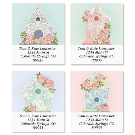 Scroll Birdhouses Select Return Address Labels (4 Designs)