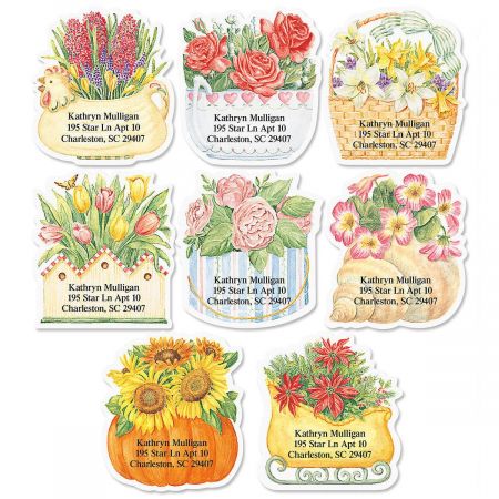Vicky's Plant Parade Diecut Return Address Labels (8 Designs)