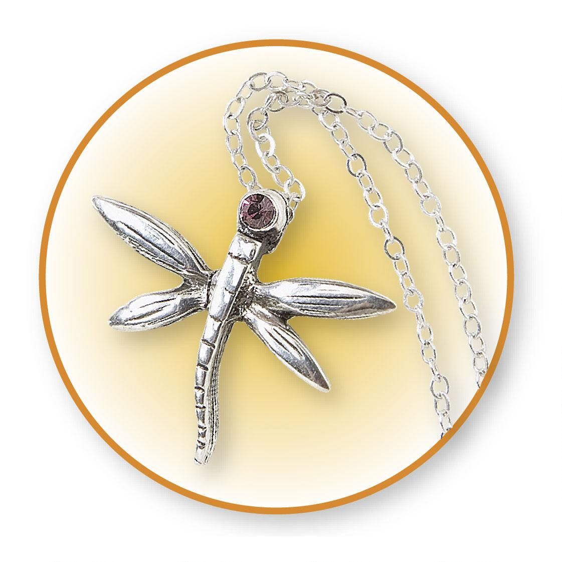 Dragonfly Birthstone Pendant & Chain