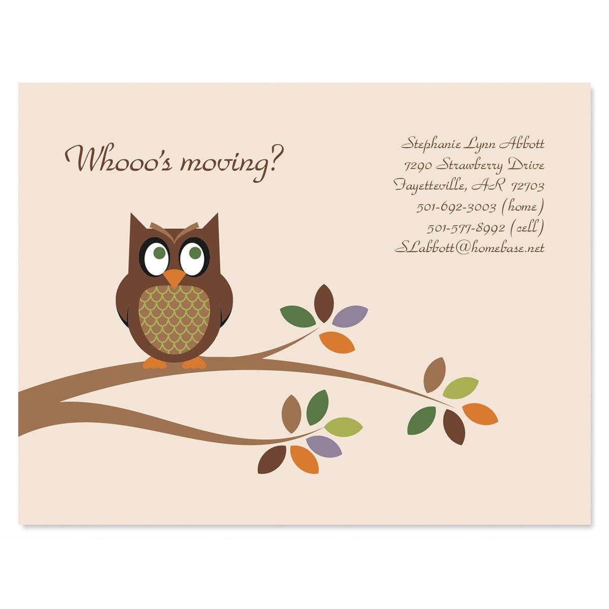 Owl We've Moved Postcards | Colorful Images