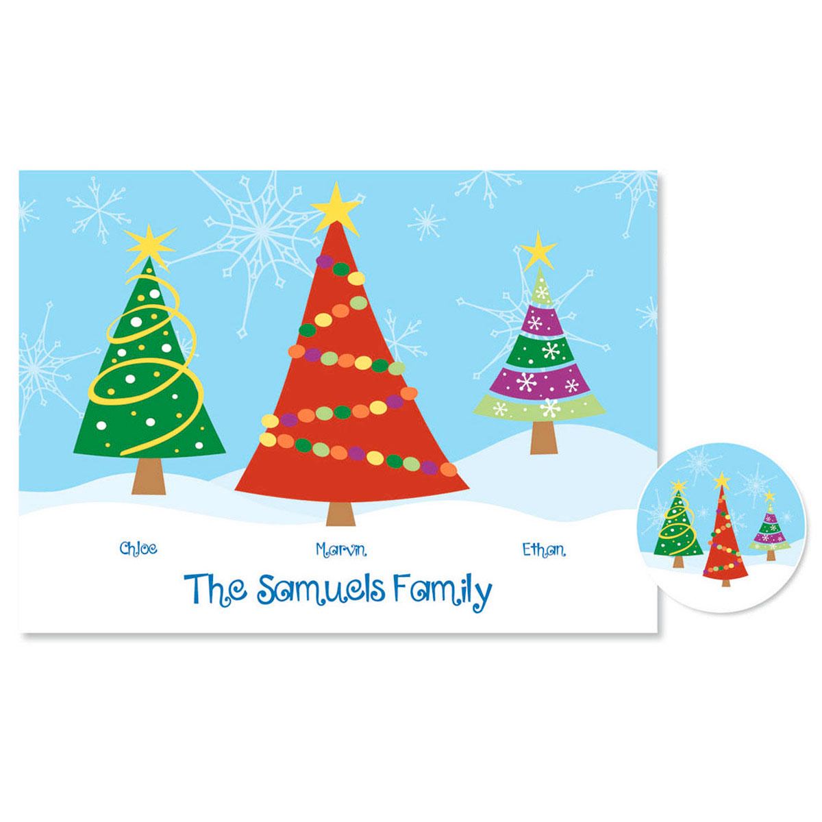 Family Trees Christmas Cards-3 Names-476329A 3 Names