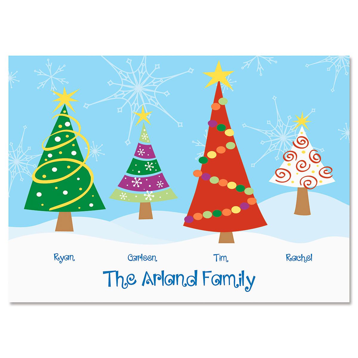 Family Trees Christmas Cards-4 Names-476329B 4 Names