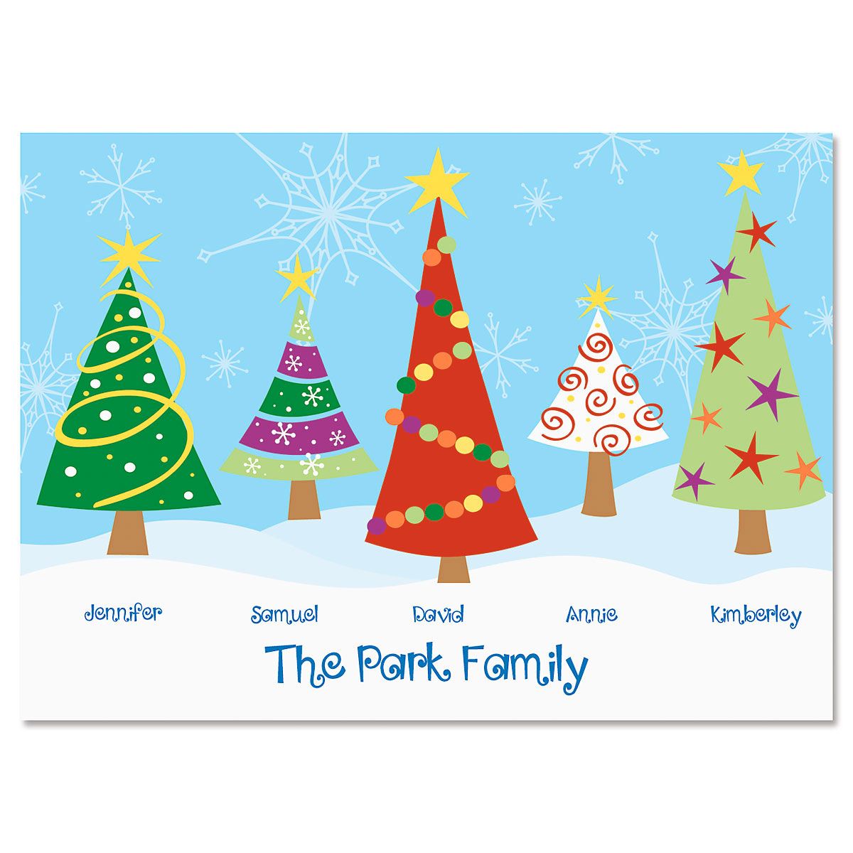Family Trees Christmas Cards-5 Names-476329C 5 Names