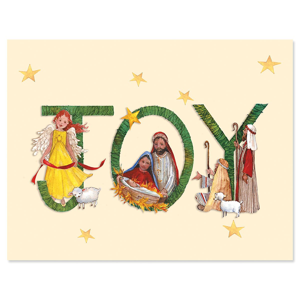 Joy Nativity Note Card Size Christmas Cards